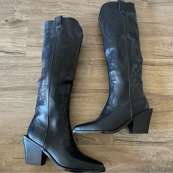 Aqua Ace Snip Toe High Heel Western Boots Sz 6 - Picture 1 of 6